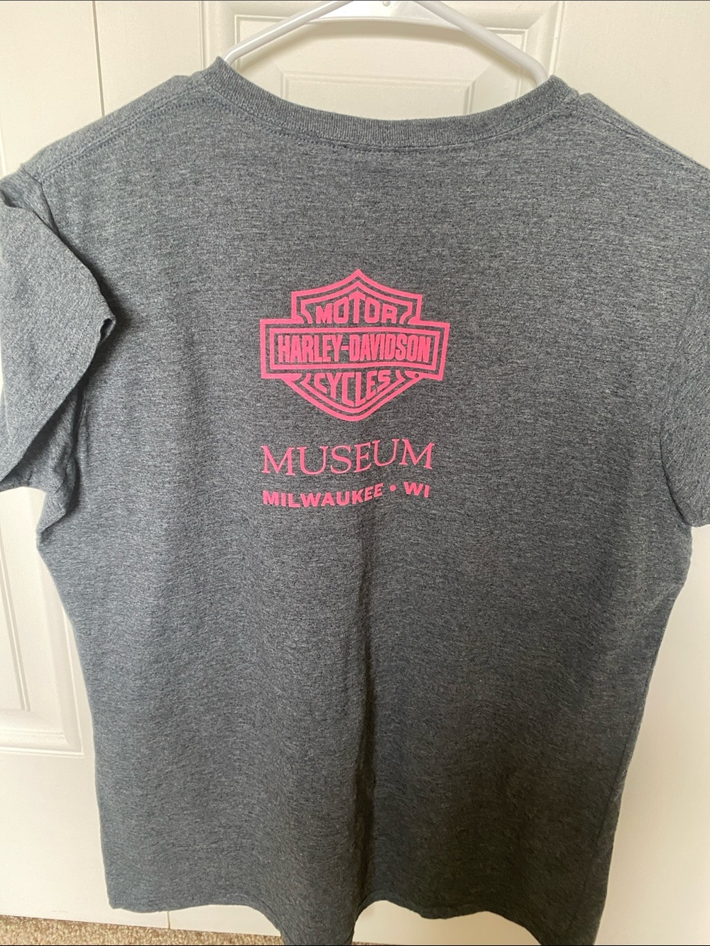 Harley-Davidson Gray Tee with Pink Skull Graphic - Picture 3 of 3